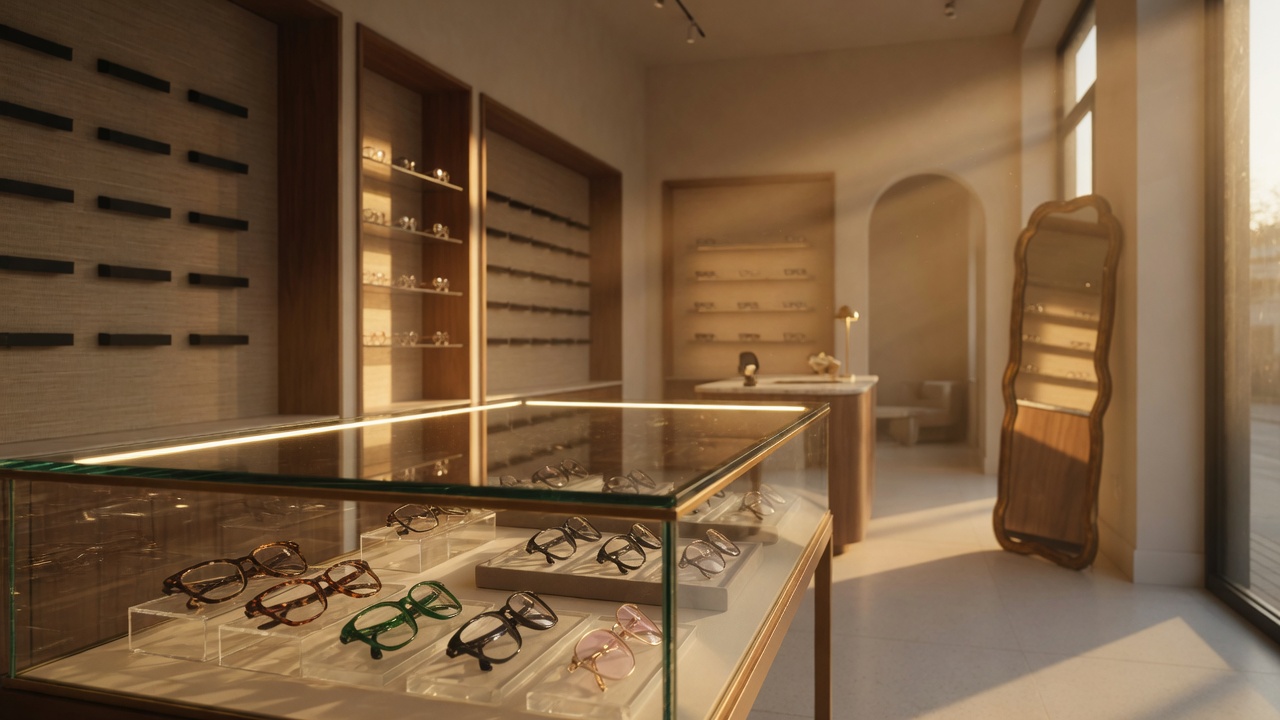 Interior y colección de monturas en Ópticas Alphina